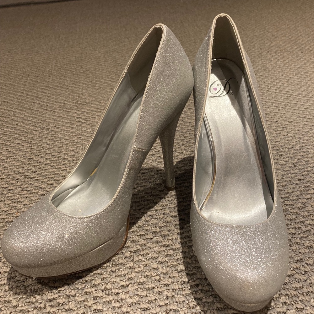 Silver sparkly heels